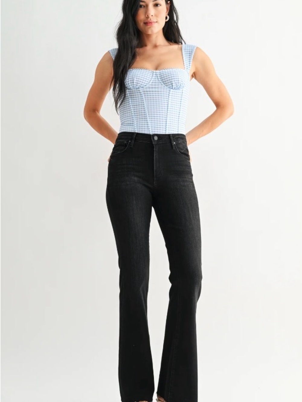 NWT JUST BLACK DENIM The Fall Flare High Rise Scissor Cut Washed Black Jeans 28